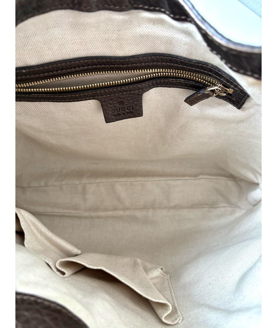 GUCCI Коричневая кожаная сумка через плечо, фото 4