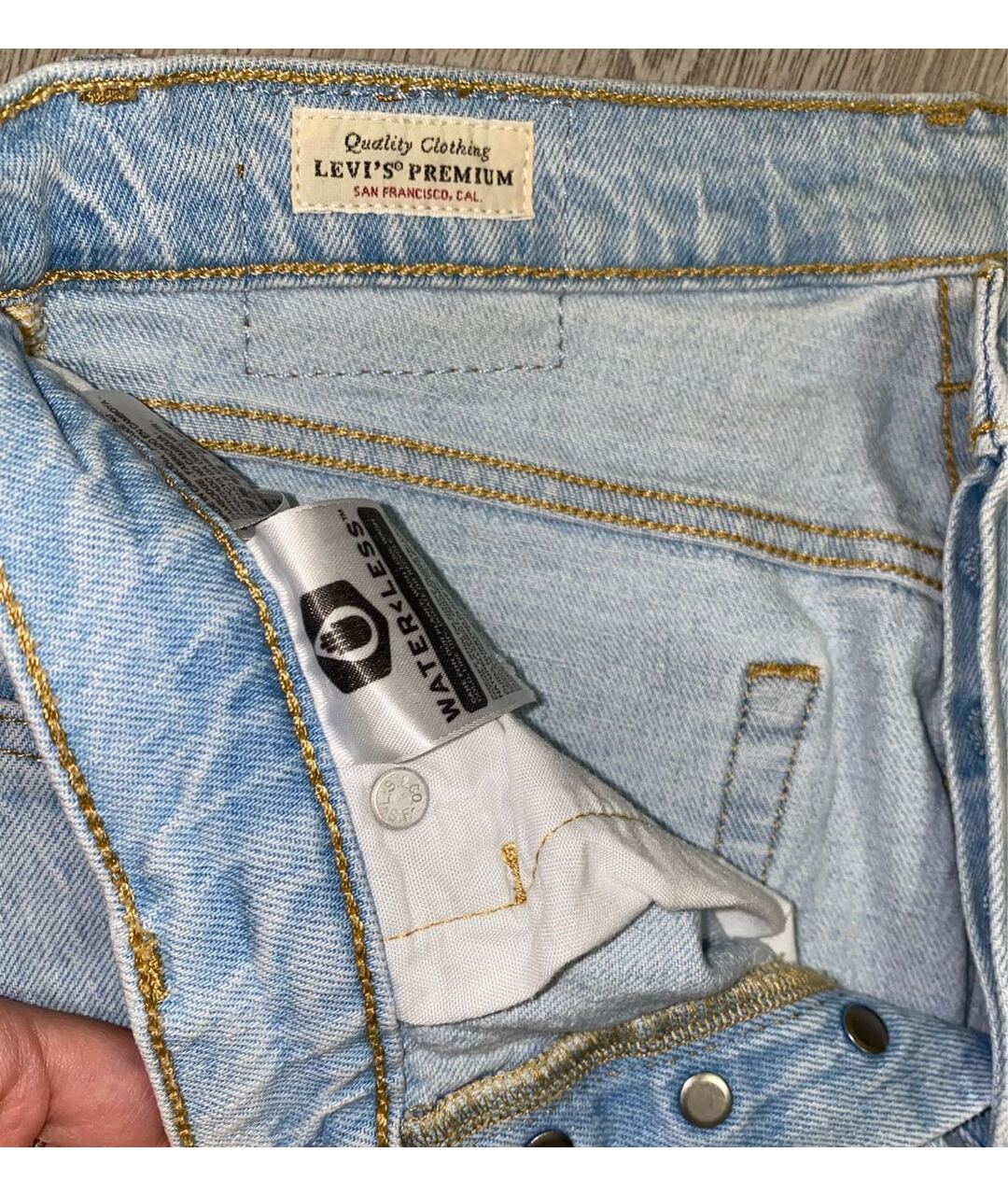 LEVI'S Голубые хлопковые прямые джинсы, фото 3