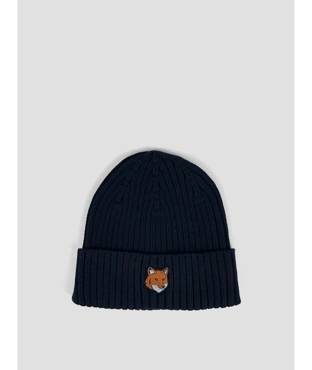 MAISON KITSUNE Черная хлопковая шапка, фото 3