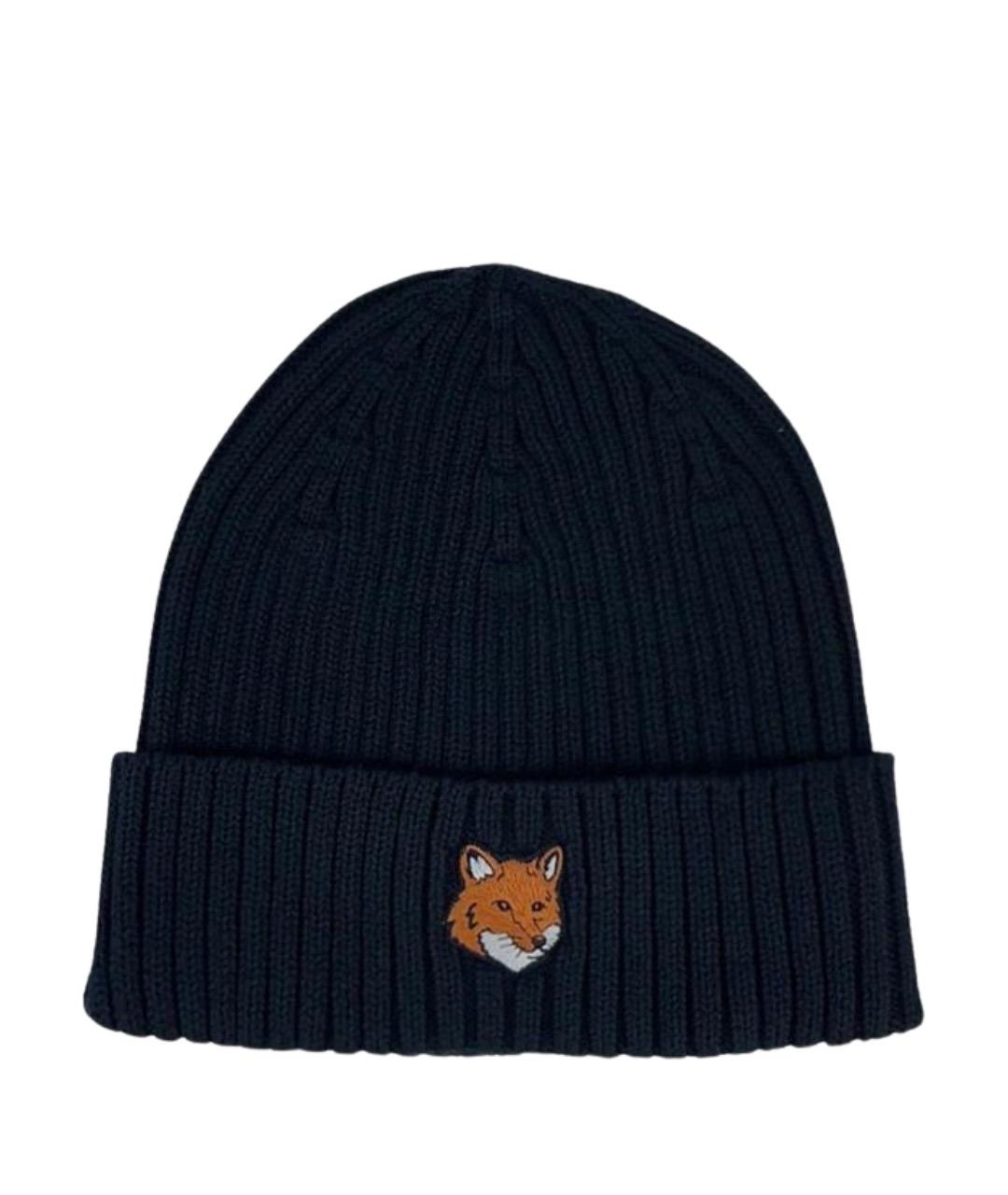 MAISON KITSUNE Черная хлопковая шапка, фото 1