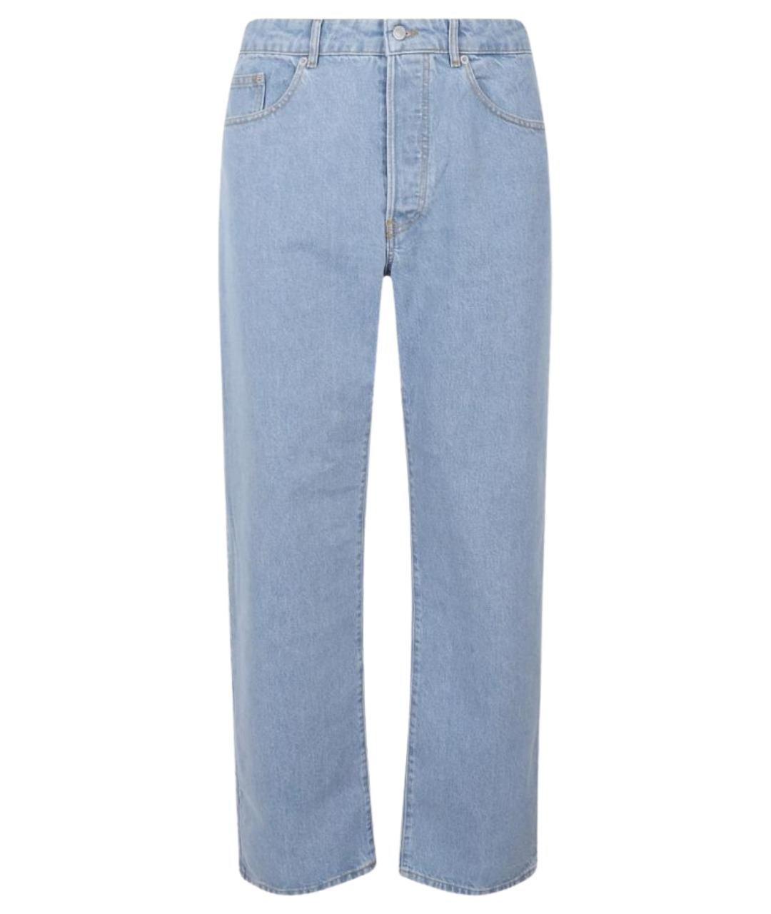 DRIES VAN NOTEN Голубые хлопковые прямые джинсы, фото 1