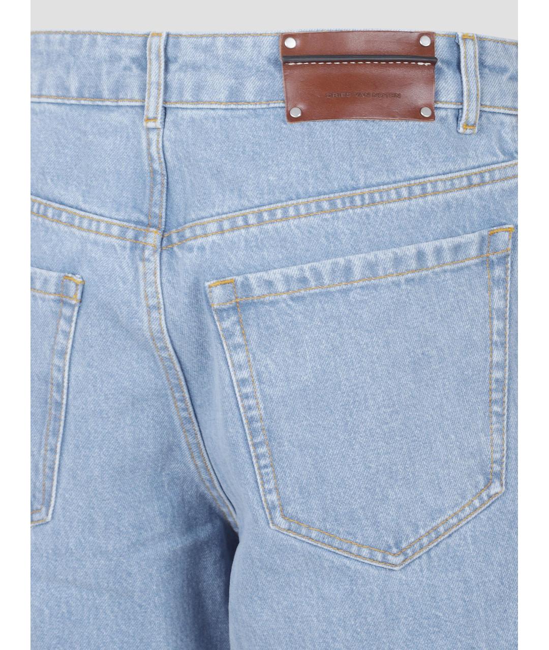 DRIES VAN NOTEN Голубые хлопковые прямые джинсы, фото 3