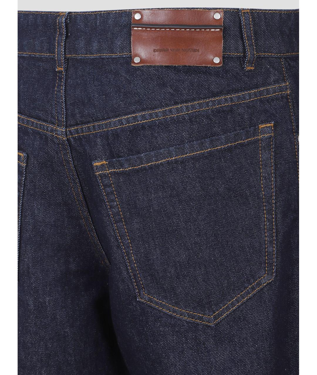 DRIES VAN NOTEN Темно-синие хлопковые прямые джинсы, фото 3
