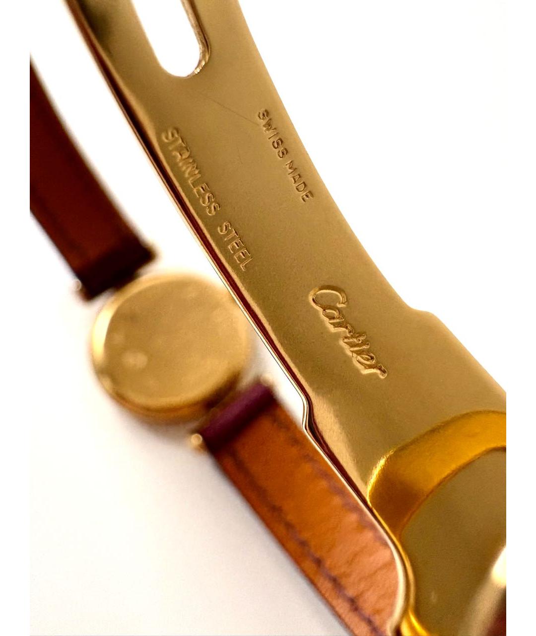 CARTIER Бордовые позолоченные часы, фото 6