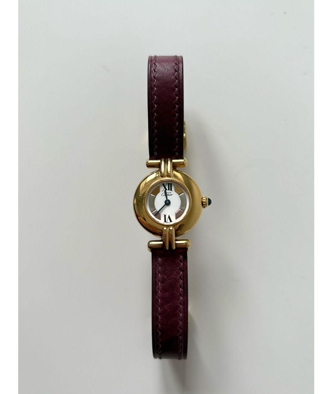 CARTIER Бордовые позолоченные часы, фото 7