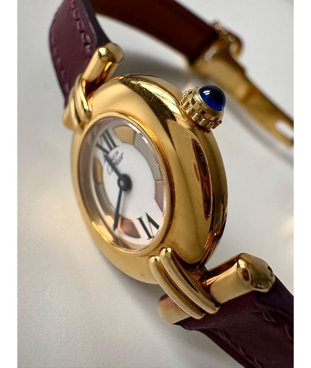 CARTIER Бордовые позолоченные часы, фото 5
