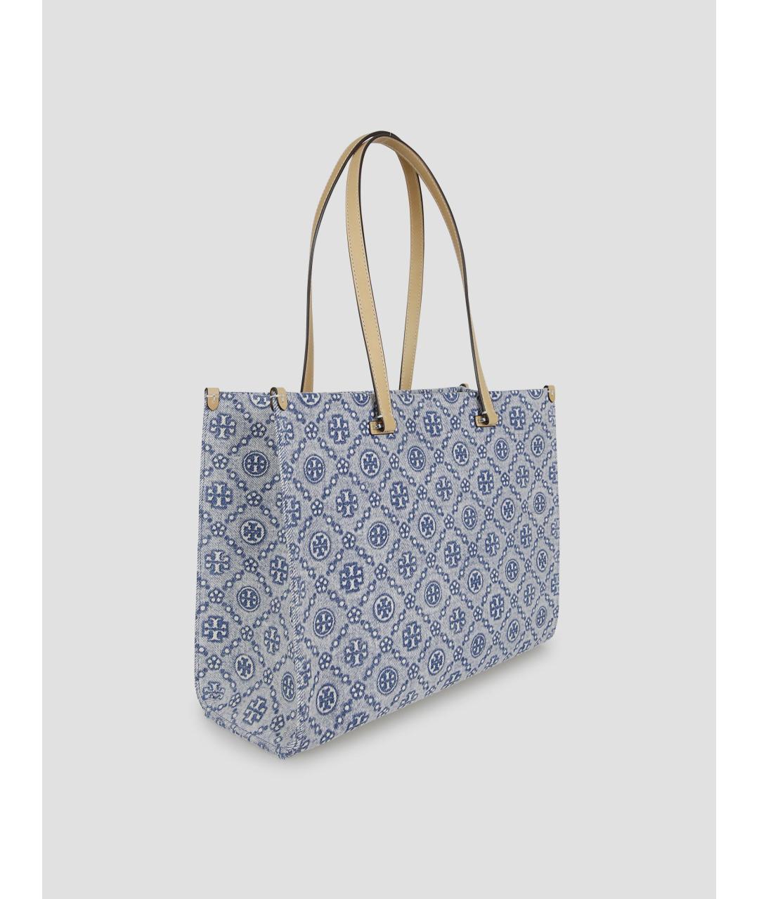 TORY BURCH Голубая тканевая сумка тоут, фото 2