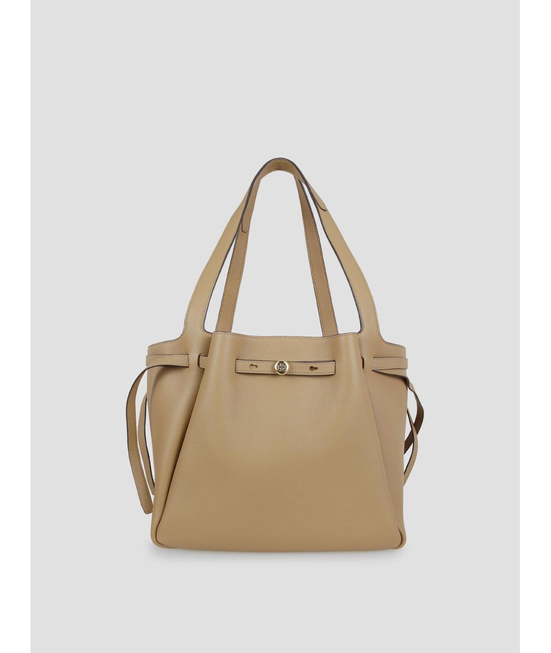 TORY BURCH Бежевая кожаная сумка тоут, фото 4