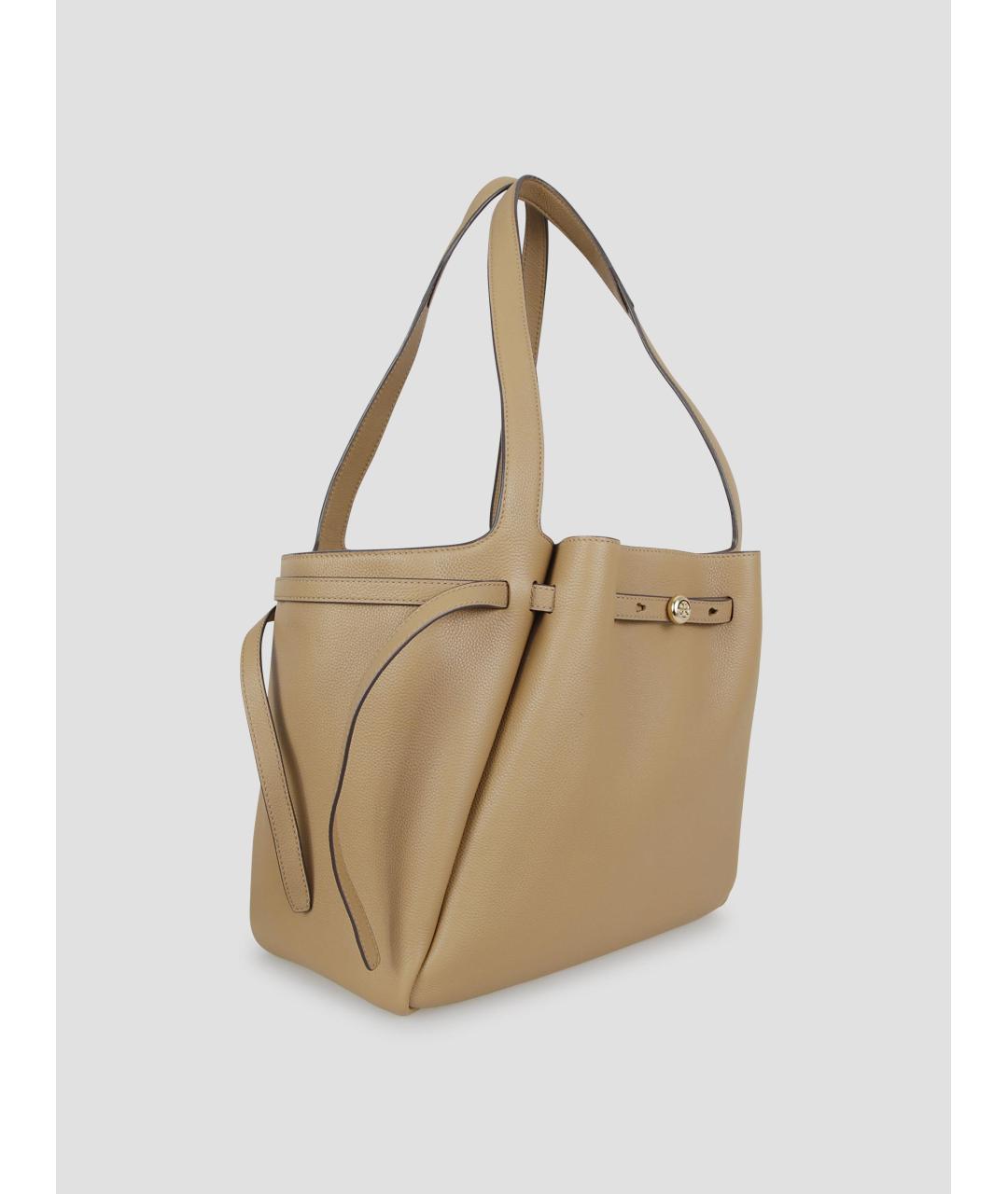 TORY BURCH Бежевая кожаная сумка тоут, фото 2