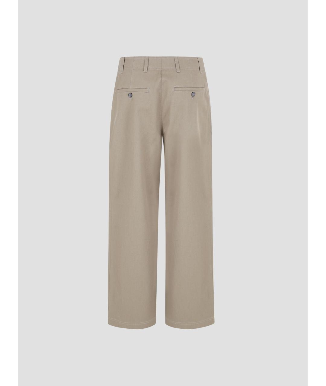 TOTEME Бежевые хлопковые прямые брюки, фото 2