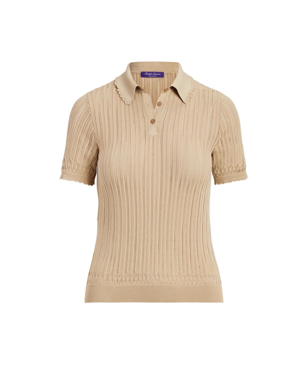 RALPH LAUREN PURPLE LABEL Бежевый шелковый джемпер / свитер, фото 3