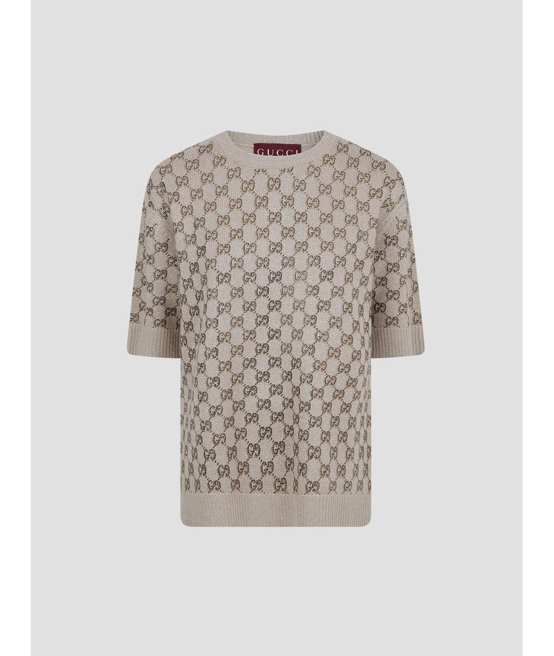 GUCCI Золотой шелковый джемпер / свитер, фото 4