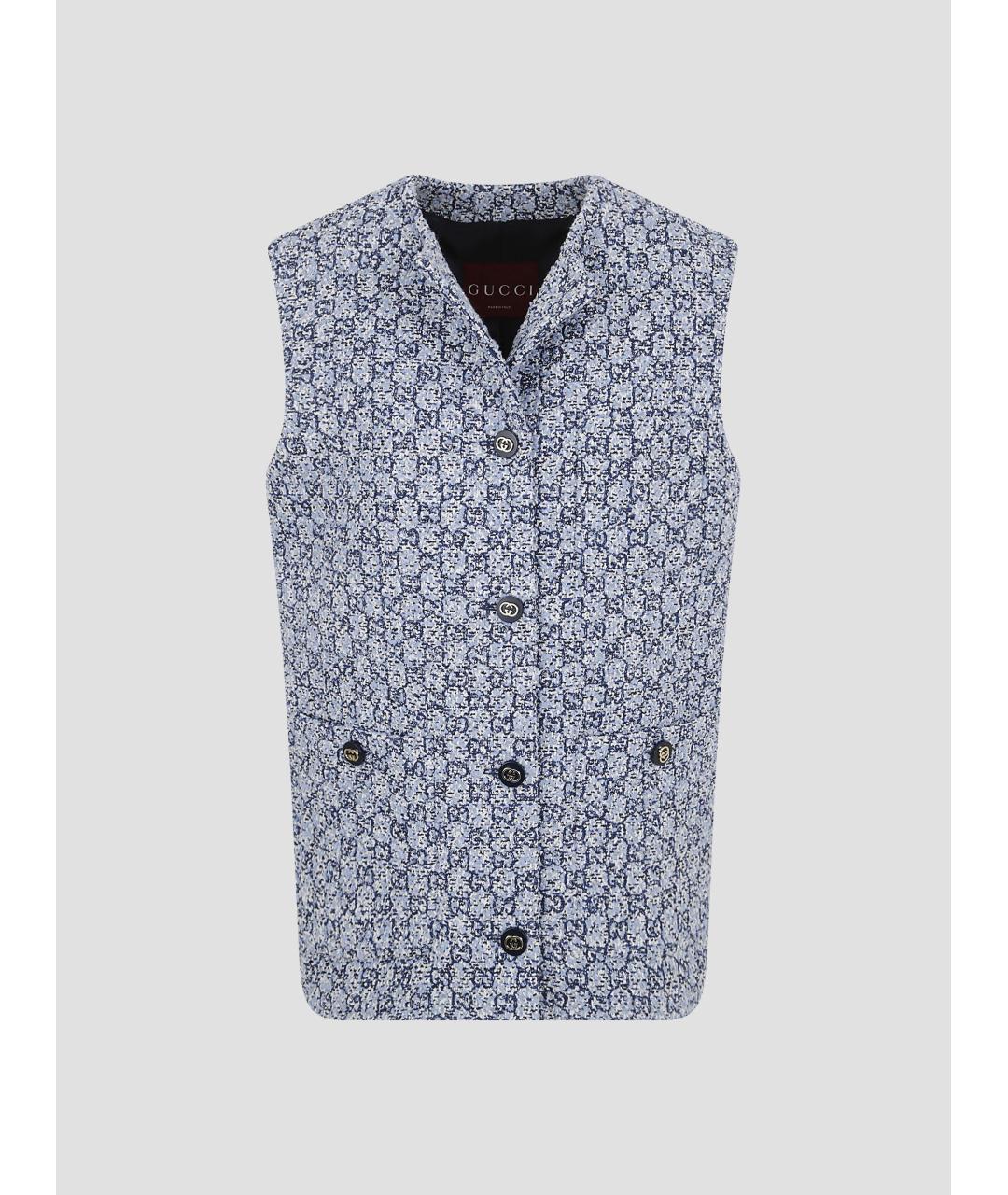 GUCCI Голубой хлопковый жилет, фото 4
