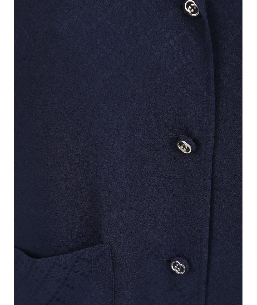 GUCCI Темно-синяя вискозная рубашка, фото 3