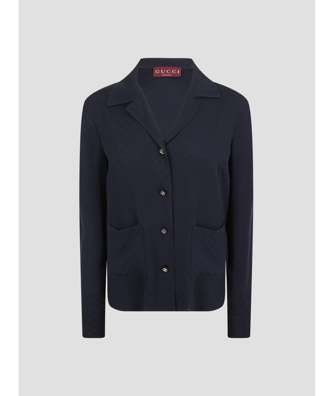 GUCCI Темно-синяя вискозная рубашка, фото 4