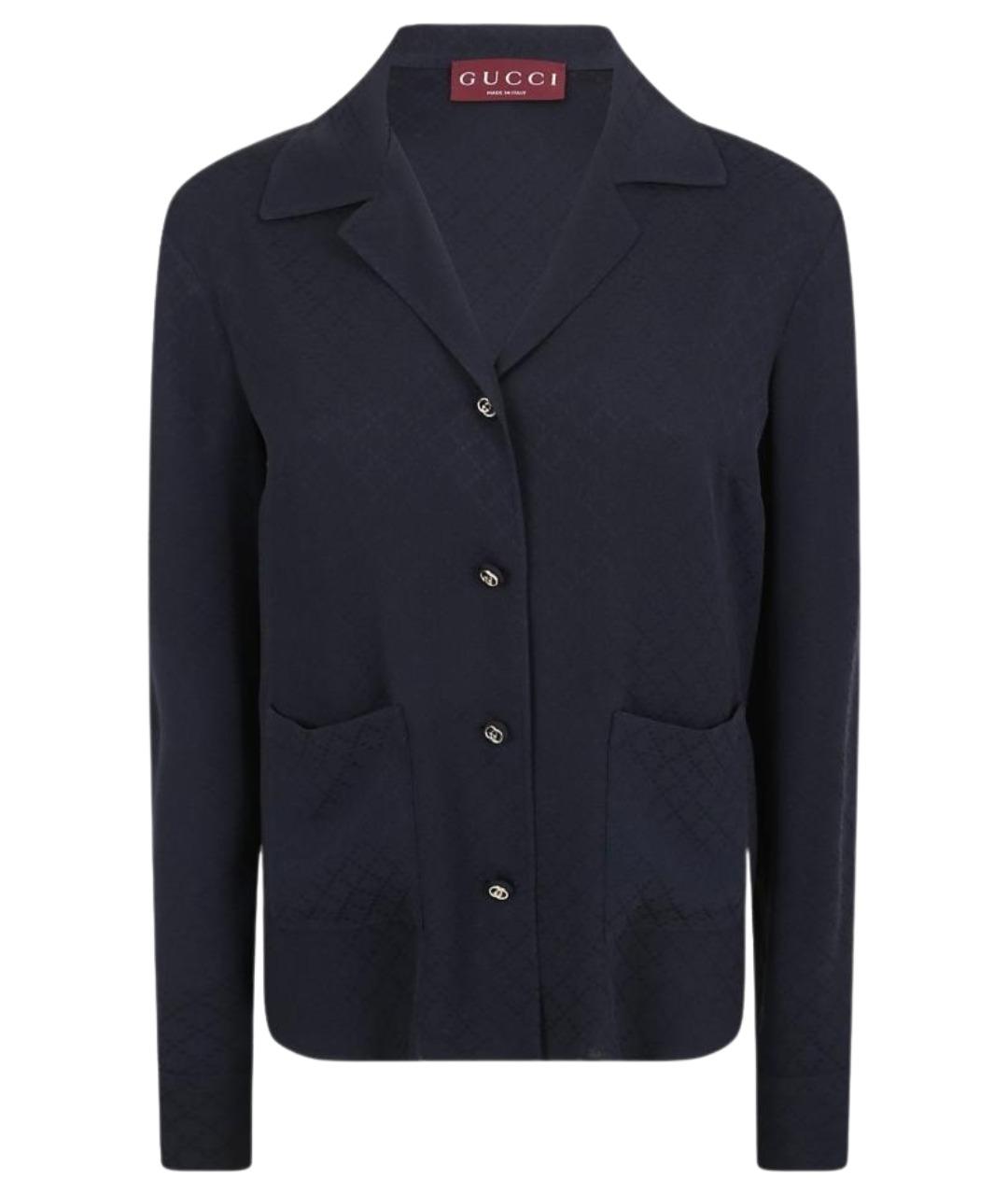 GUCCI Темно-синяя вискозная рубашка, фото 1