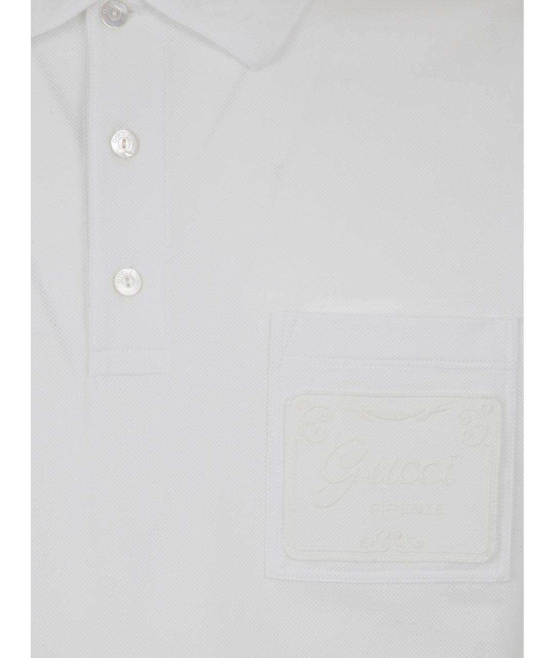 GUCCI Белое хлопковое поло с коротким рукавом, фото 3