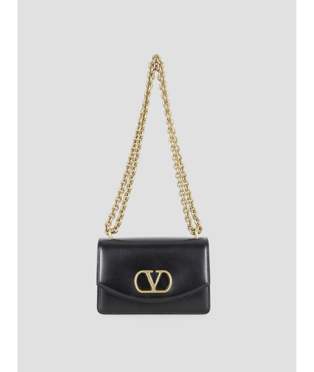 VALENTINO Черная кожаная сумка через плечо, фото 4