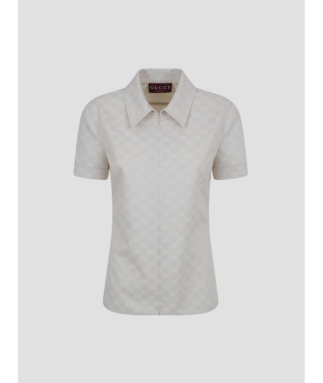 GUCCI Бежевая хлопковая рубашка, фото 4