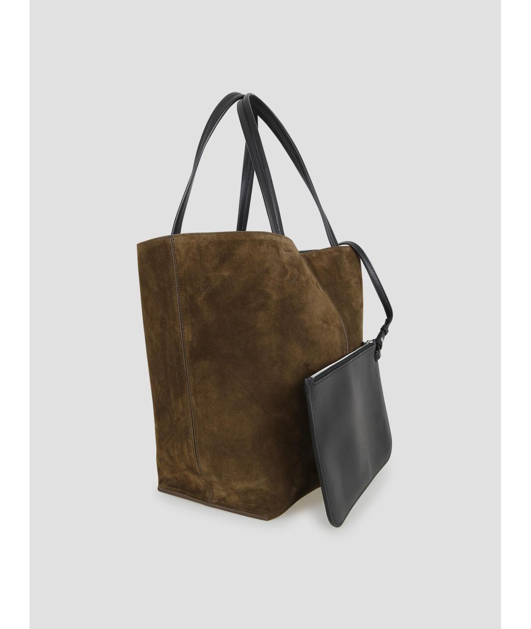 PHOEBE PHILO Зеленая замшевая сумка тоут, фото 2