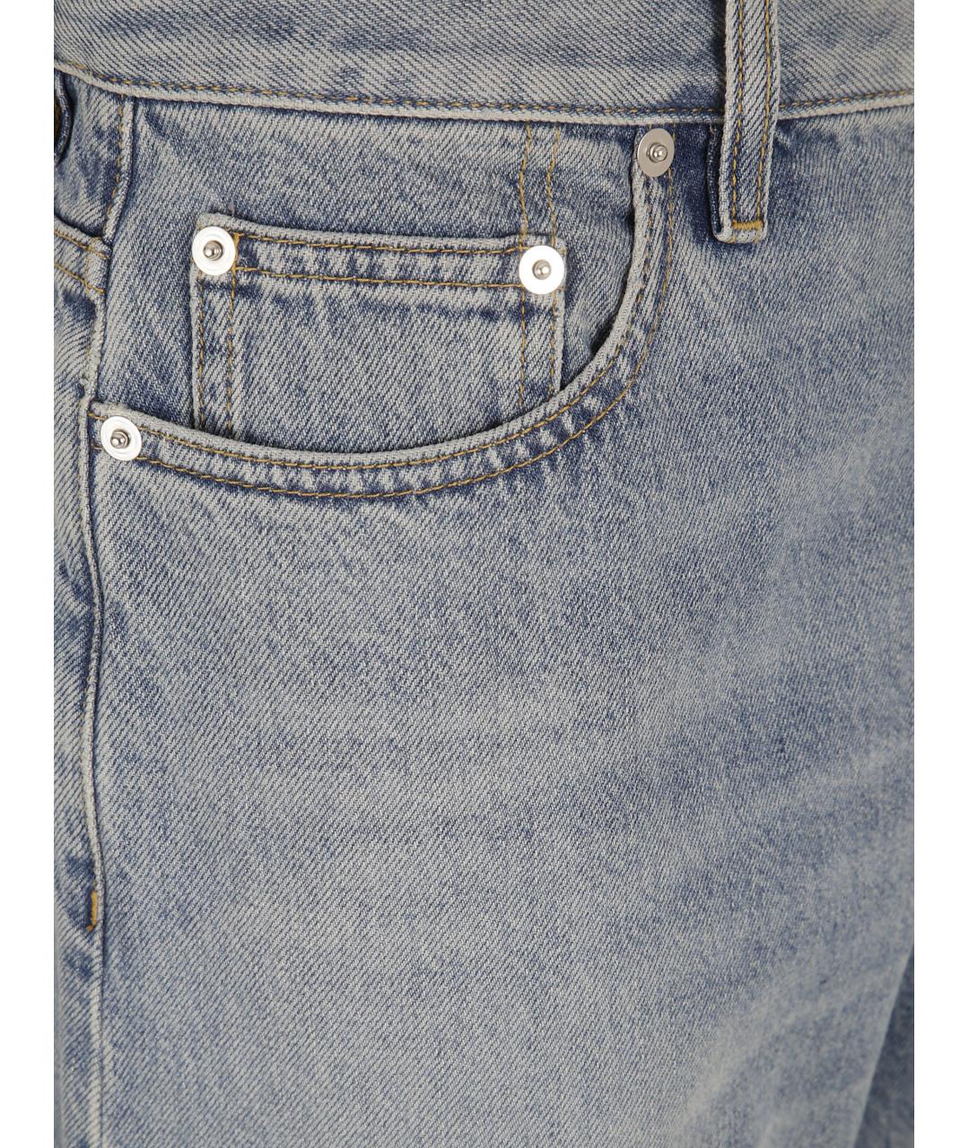 GUCCI Голубые хлопковые прямые джинсы, фото 3