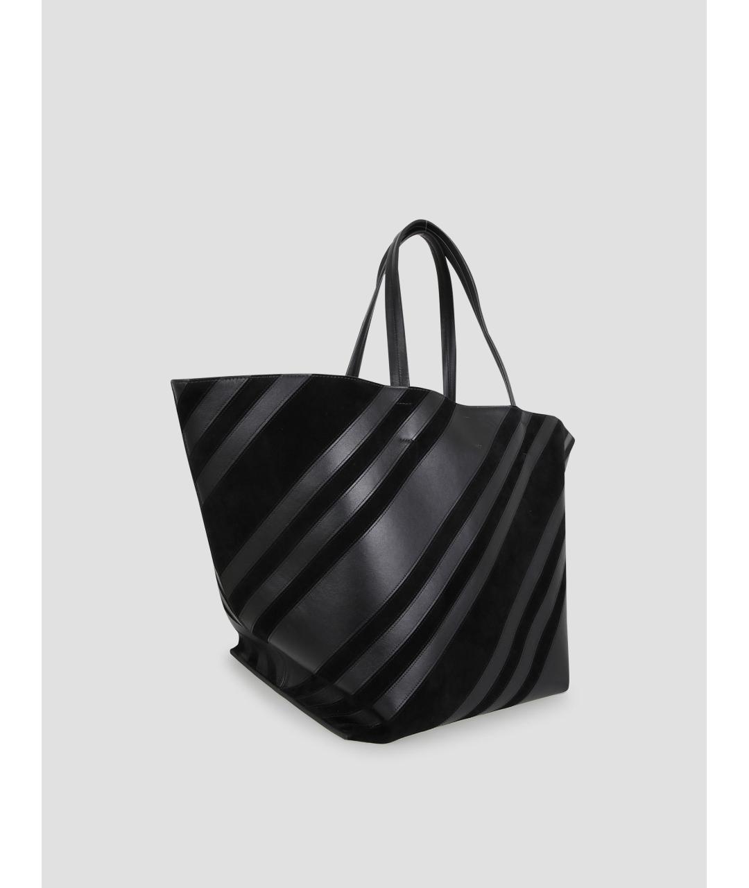 PHOEBE PHILO Черная кожаная сумка тоут, фото 2