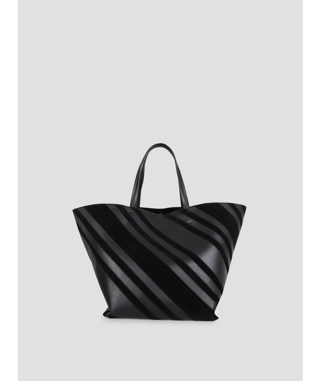 PHOEBE PHILO Черная кожаная сумка тоут, фото 3