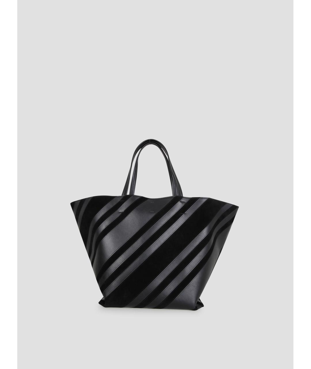 PHOEBE PHILO Черная кожаная сумка тоут, фото 4