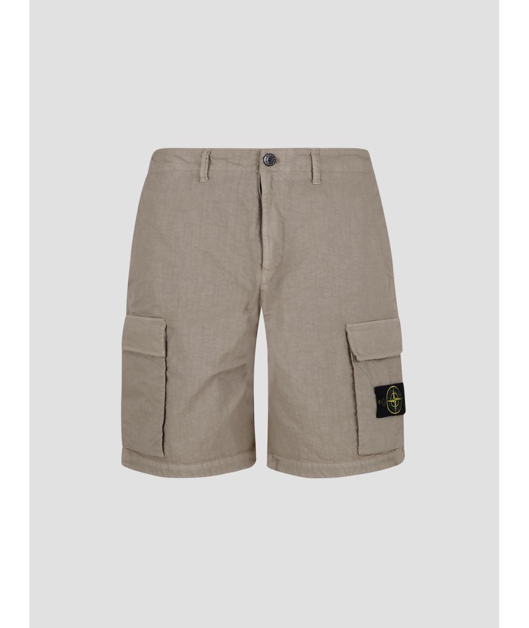 STONE ISLAND Бежевые синтетические шорты, фото 4