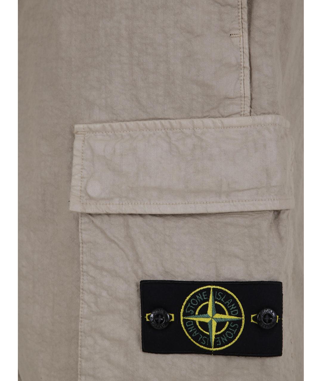 STONE ISLAND Бежевые синтетические шорты, фото 3