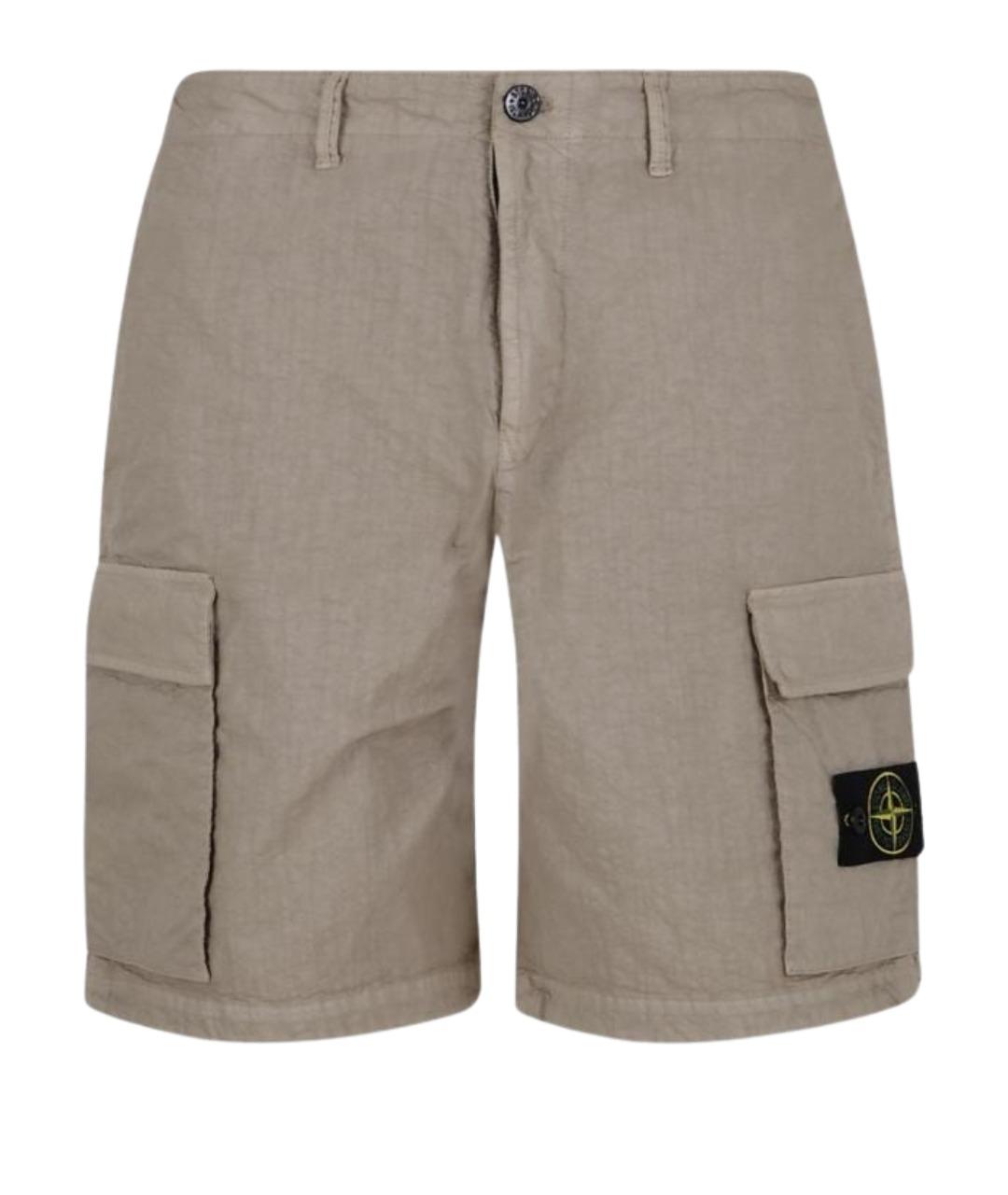 STONE ISLAND Бежевые синтетические шорты, фото 1