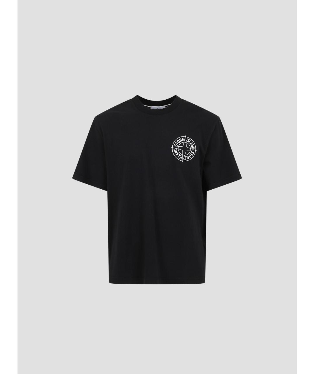 STONE ISLAND Черная хлопковая футболка, фото 4