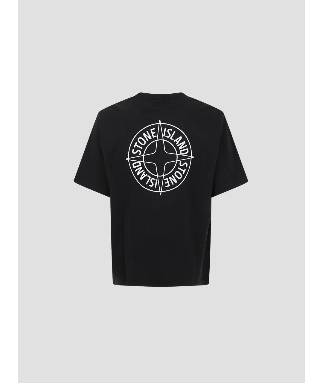 STONE ISLAND Черная хлопковая футболка, фото 2