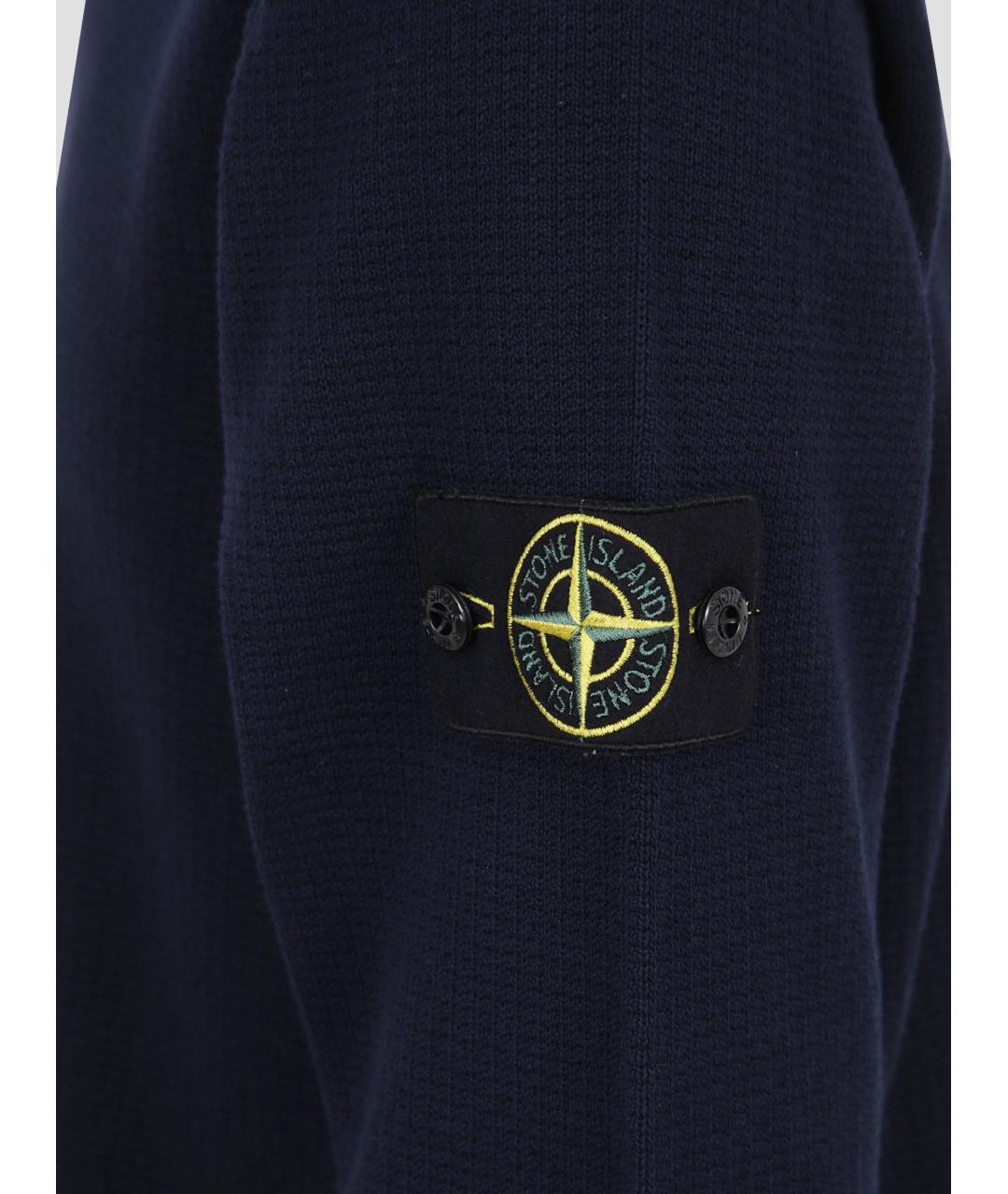 STONE ISLAND Темно-синий хлопковый джемпер / свитер, фото 3