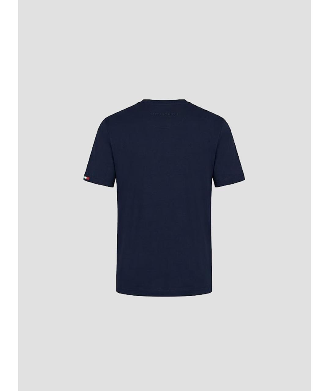 STEFANO RICCI Синяя хлопковая футболка, фото 2