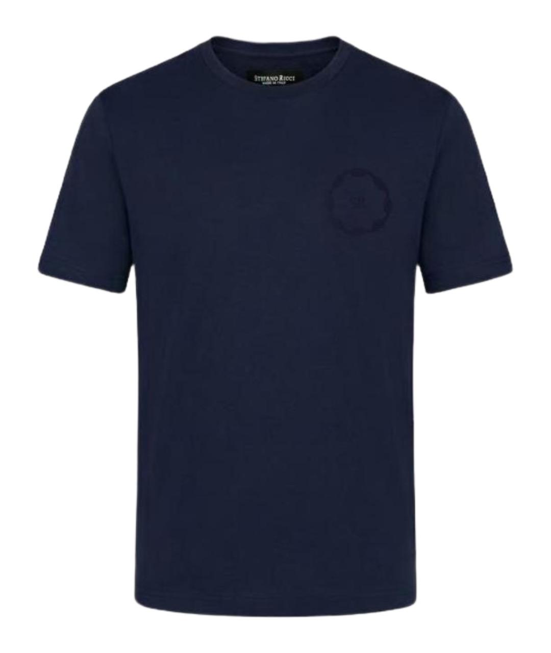 STEFANO RICCI Синяя хлопковая футболка, фото 1