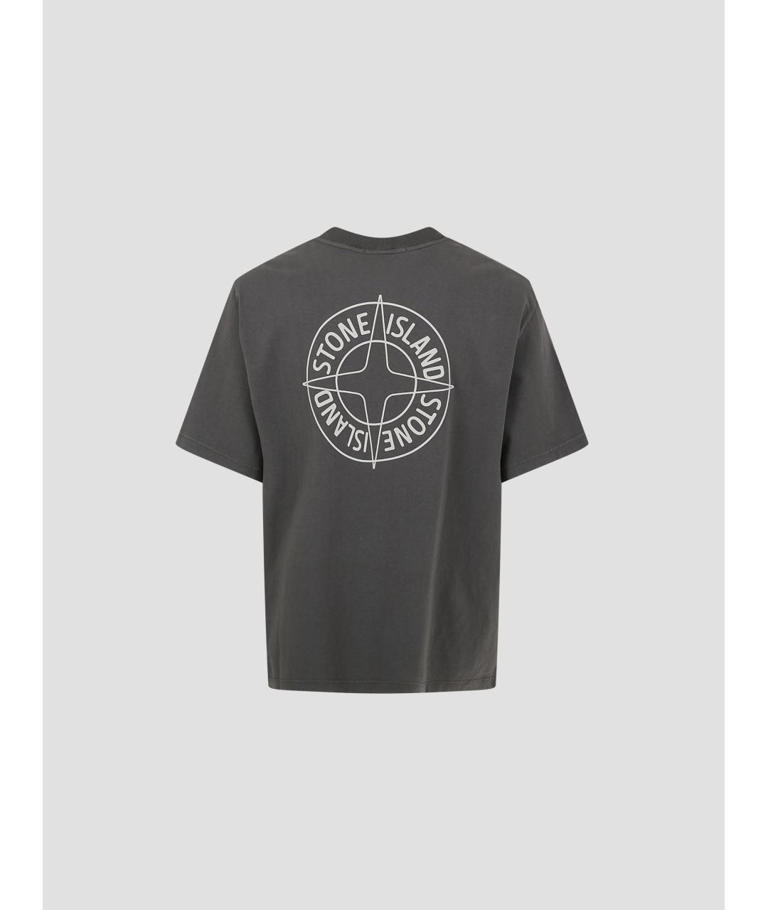 STONE ISLAND Серая хлопковая футболка, фото 2