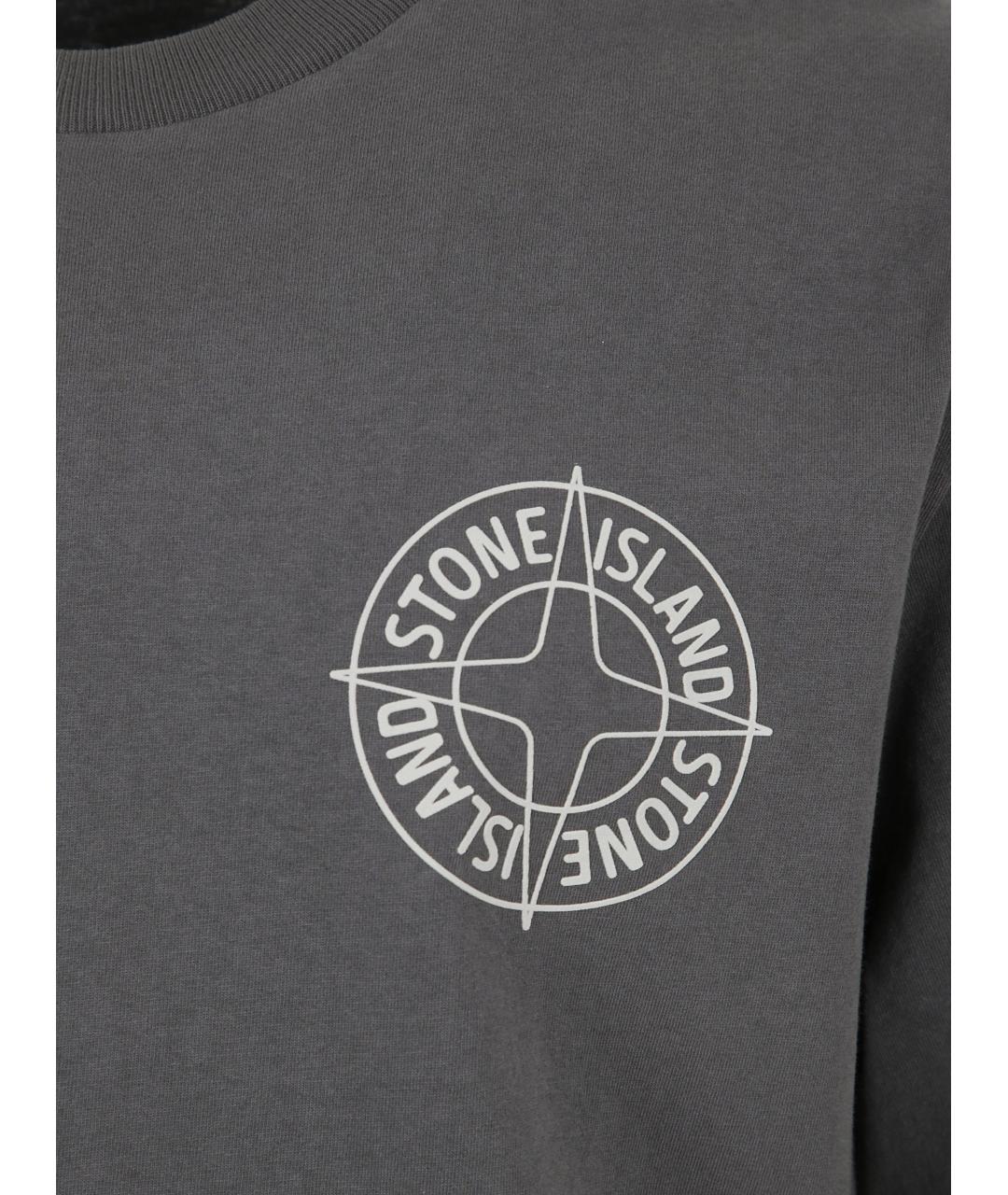 STONE ISLAND Серая хлопковая футболка, фото 3