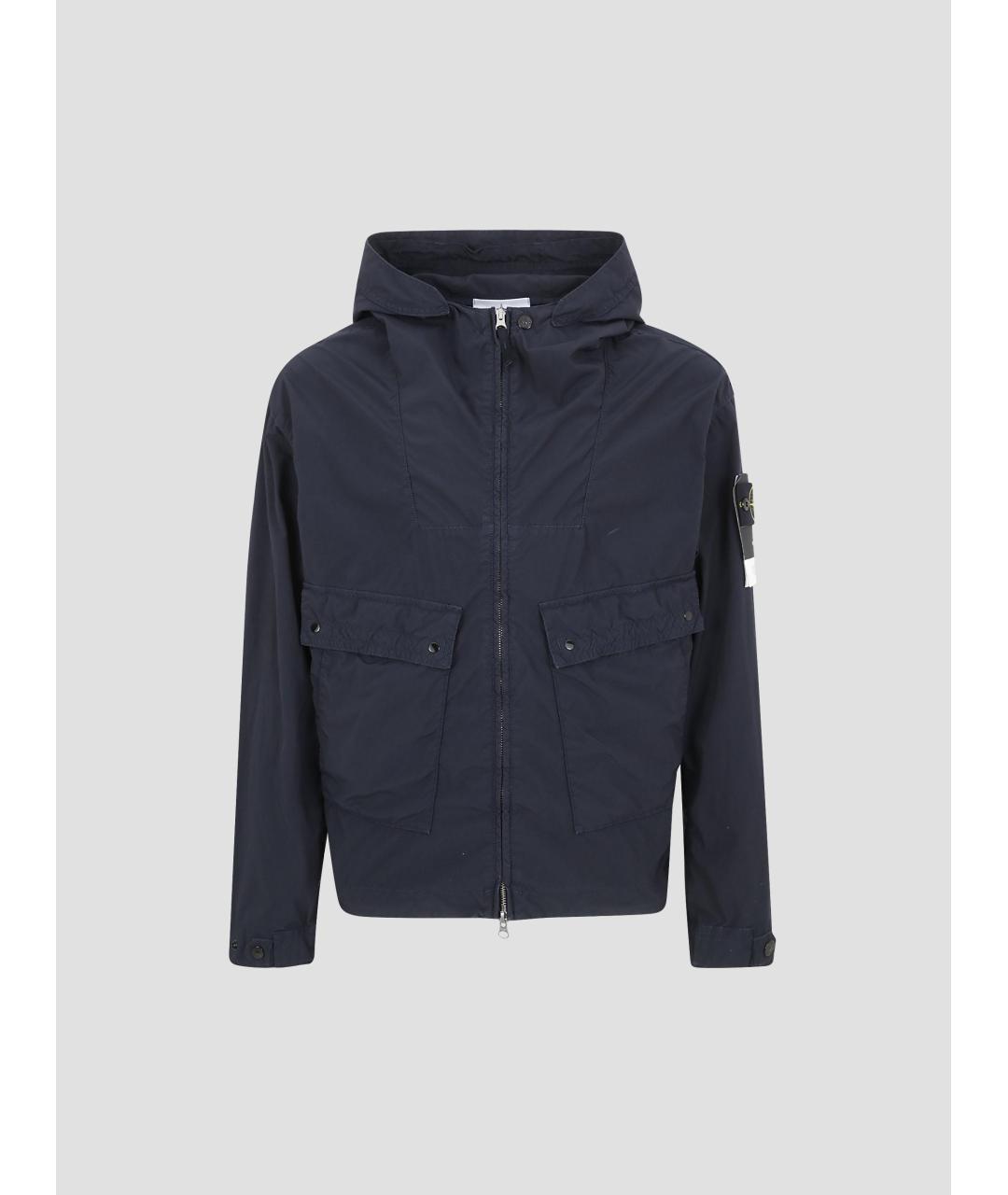 STONE ISLAND Темно-синяя синтетическая куртка, фото 4
