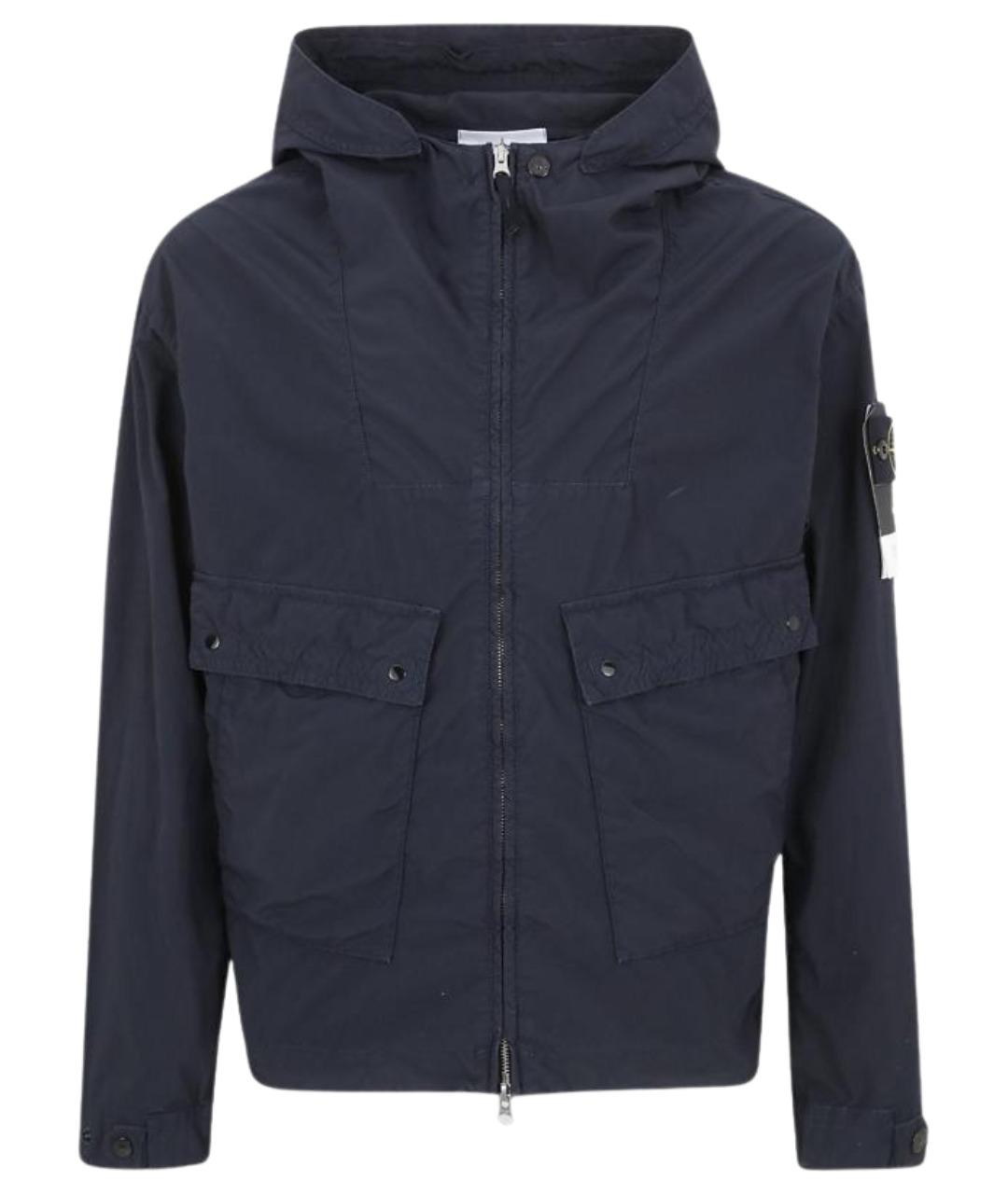 STONE ISLAND Темно-синяя синтетическая куртка, фото 1