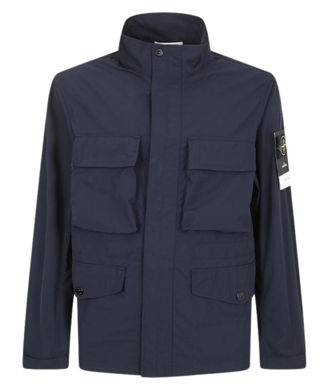 STONE ISLAND Темно-синяя синтетическая куртка, фото 1