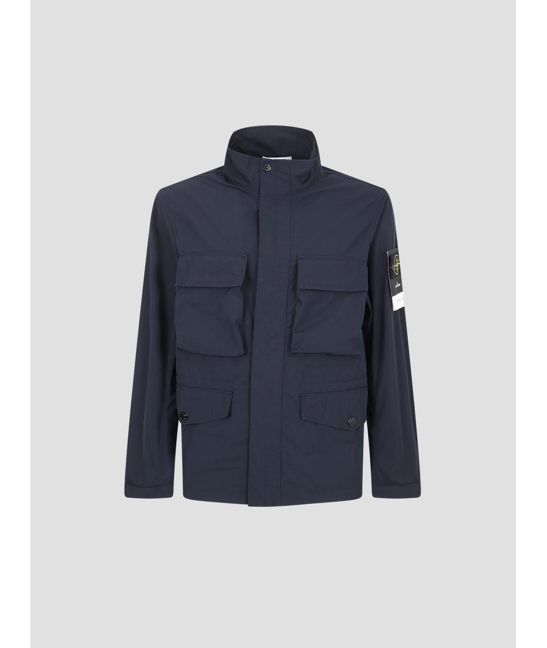 STONE ISLAND Темно-синяя синтетическая куртка, фото 4