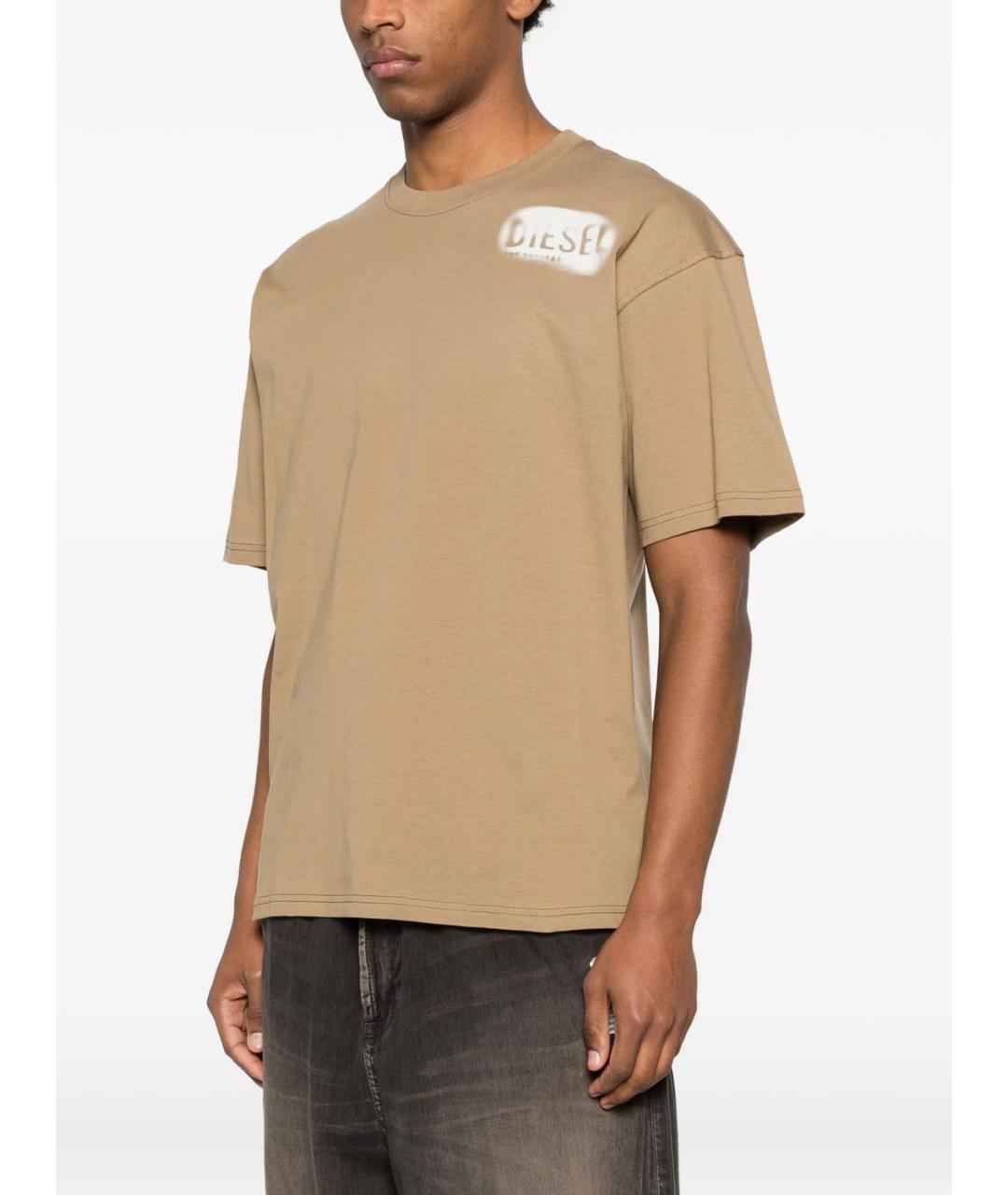 DIESEL Бежевая хлопковая футболка, фото 2