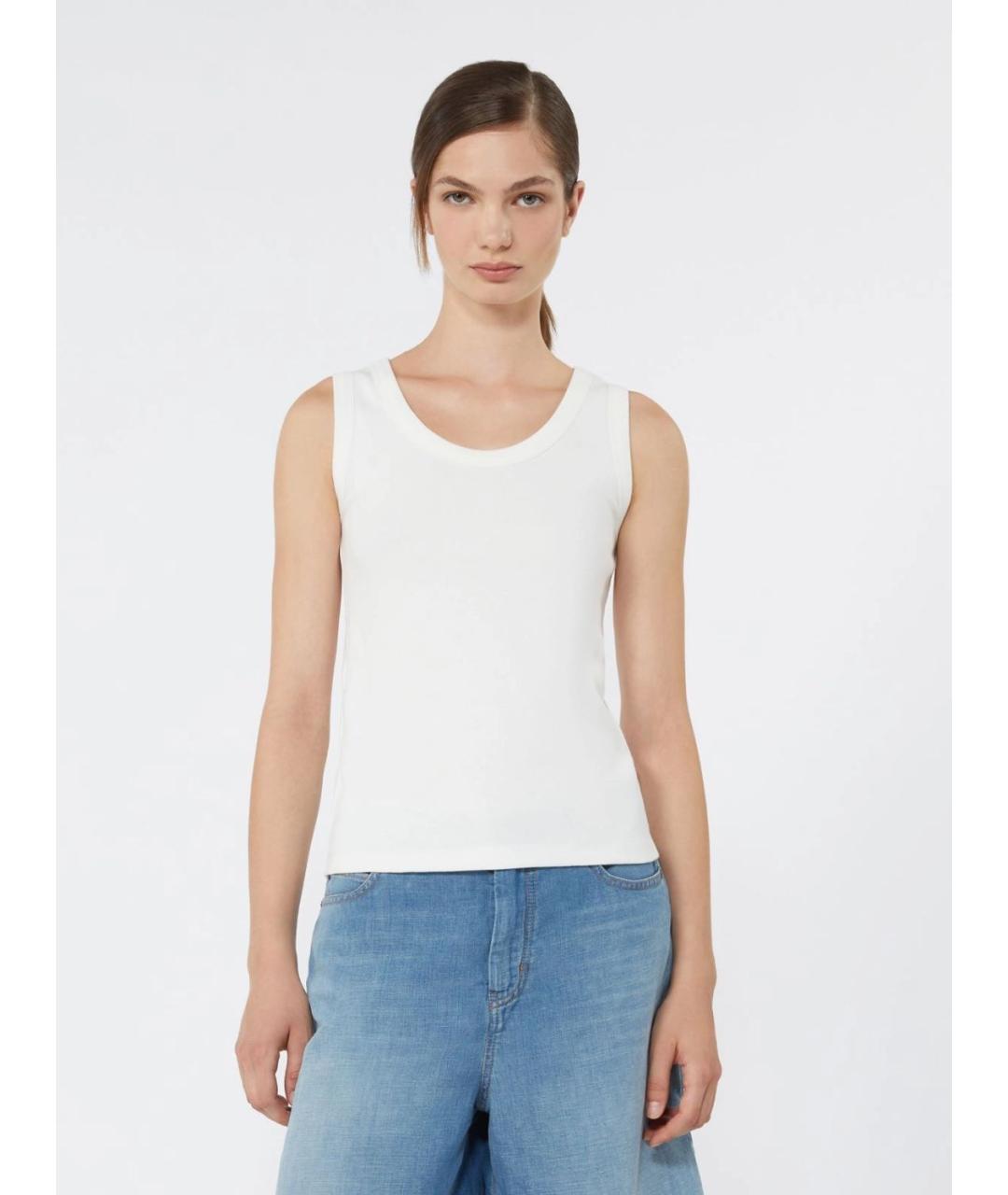 WEEKEND MAX MARA Белая хлопковая майка, фото 3