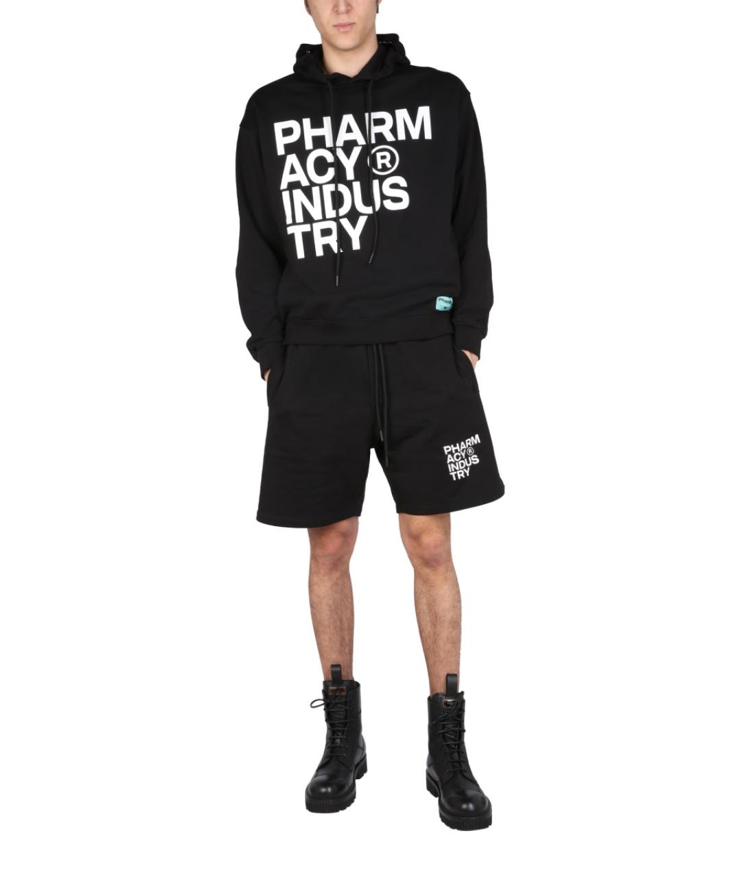 PHARMACY INDUSTRY Черные хлопковые шорты, фото 2