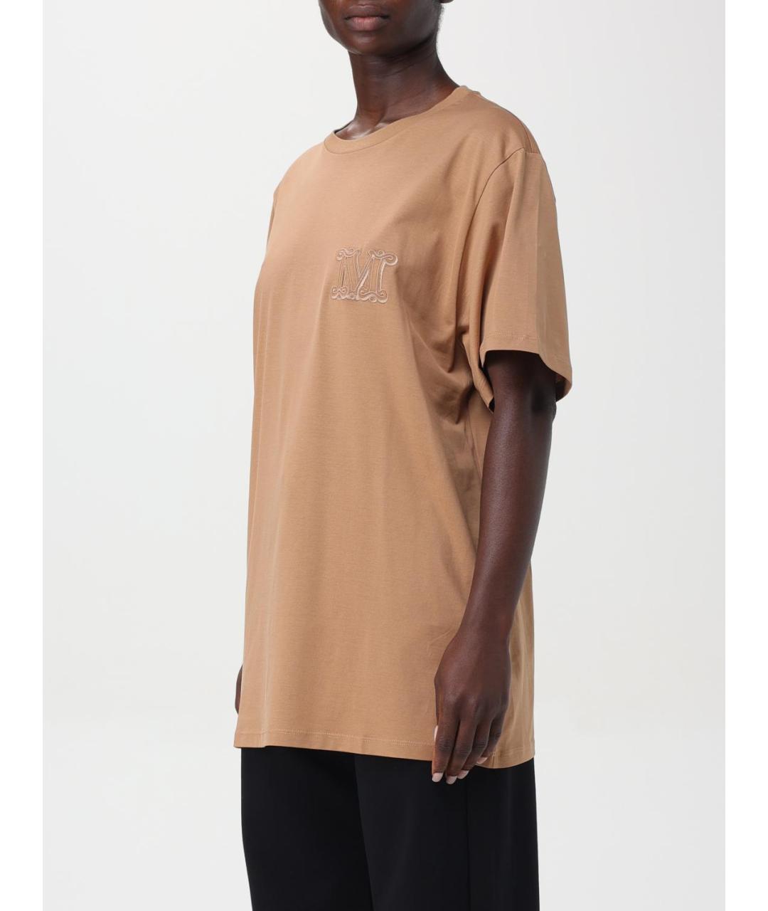 MAX MARA Бежевая хлопковая футболка, фото 4