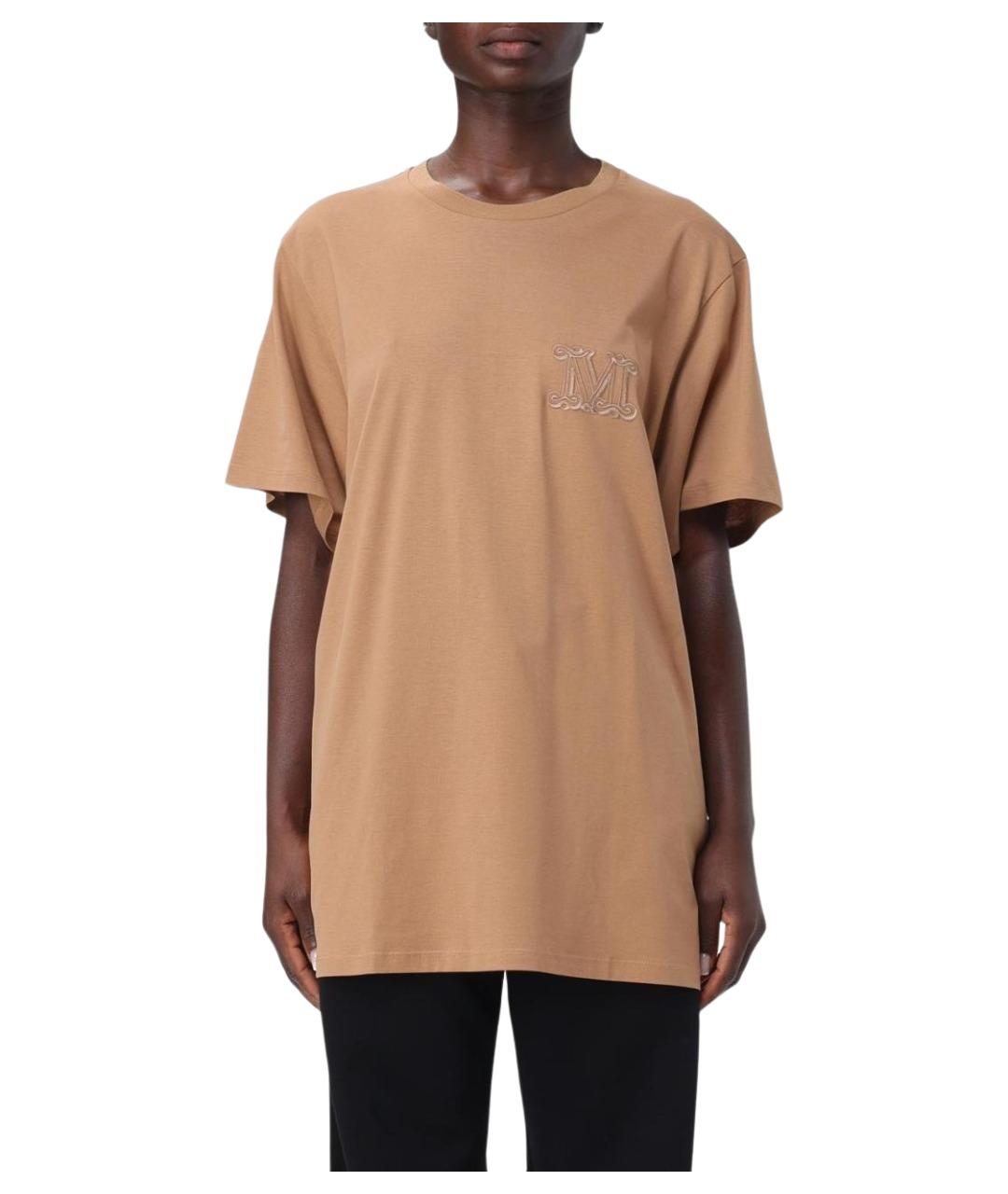 MAX MARA Бежевая хлопковая футболка, фото 1