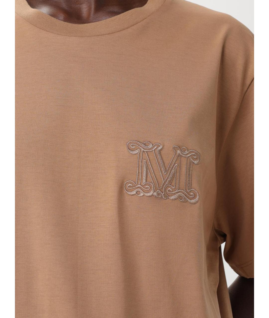 MAX MARA Бежевая хлопковая футболка, фото 5