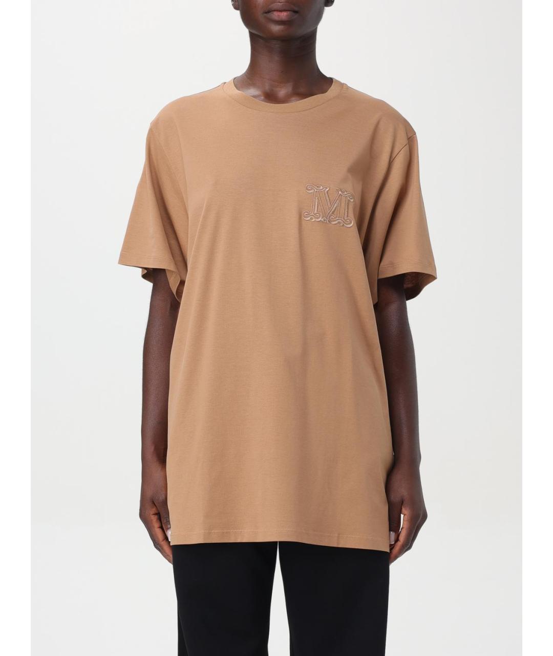 MAX MARA Бежевая хлопковая футболка, фото 6
