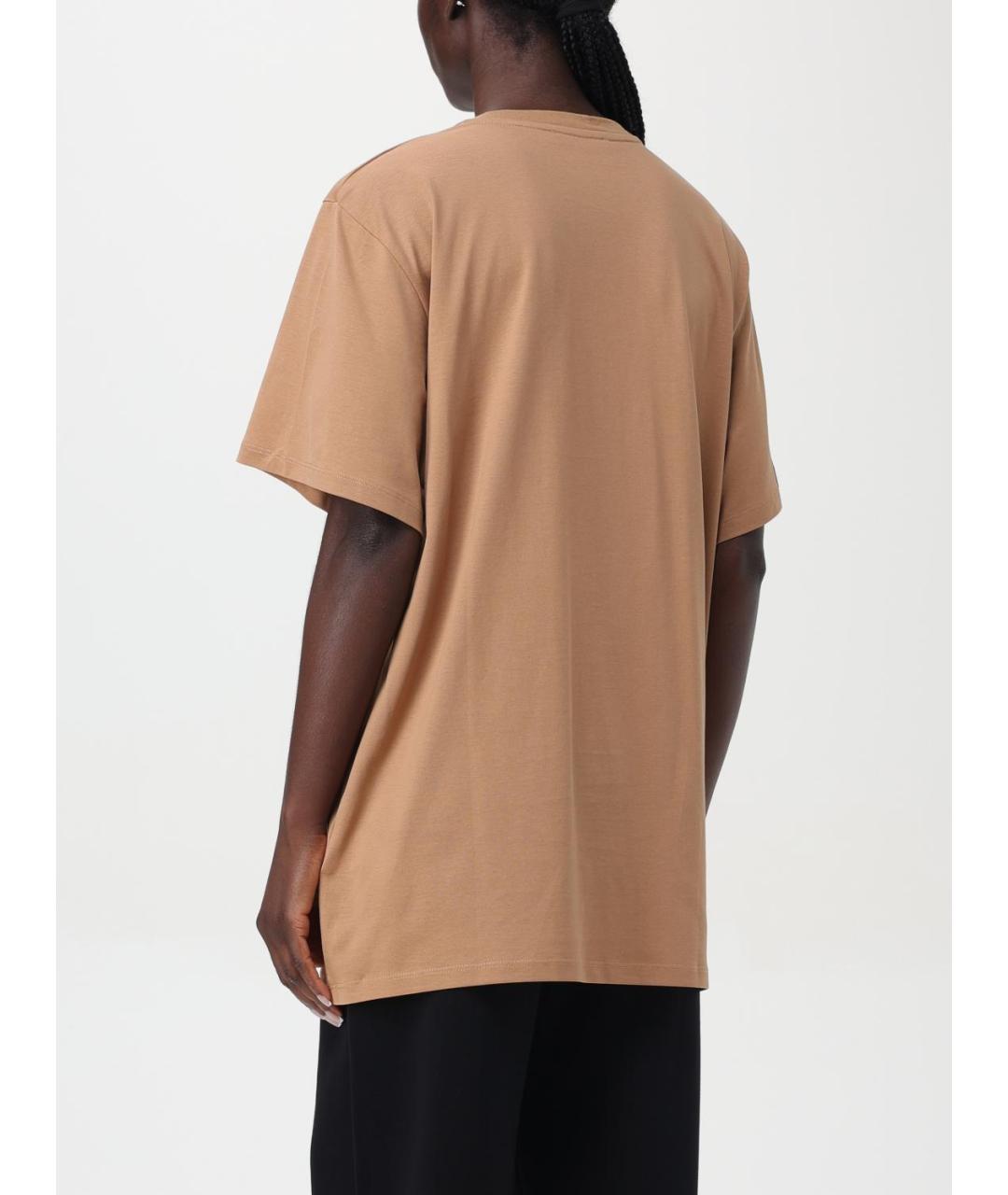 MAX MARA Бежевая хлопковая футболка, фото 3